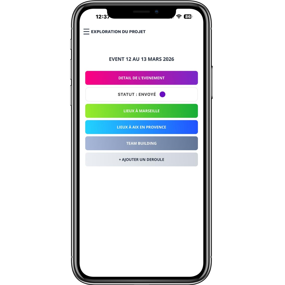 Écran gestion événements